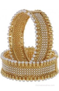 Shining Diva Copper Pearl 18K Yellow Gold Bangle Set