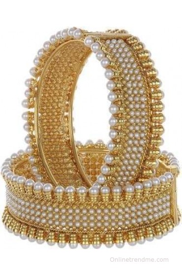 Shining Diva Copper Pearl 18K Yellow Gold Bangle Set