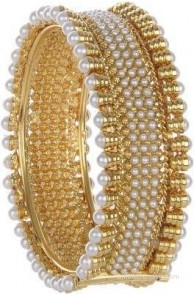 Shining Diva Copper Pearl 18K Yellow Gold Bangle Set