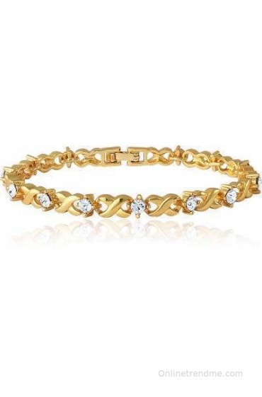 Mahi Brass, Alloy Crystal Yellow Gold Bracelet
