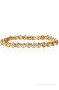 Mahi Brass, Alloy Crystal Yellow Gold Bracelet