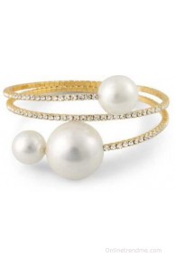 Silver Shoppee Alloy Cubic Zirconia, Pearl Yellow Gold Armlet