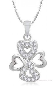Meenaz Stylish Floral Rhodium Cubic Zirconia Alloy Pendant
