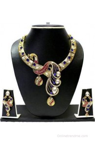 Zaveri Peacock Glory Necklace Alloy Jewel Set