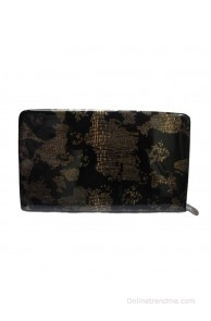 Lifestyleinc Black & Golden Printed Wallet