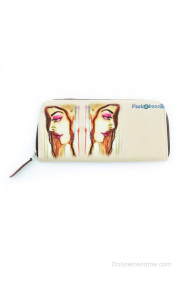 Peekabooo Cream & Brown Long Wallet