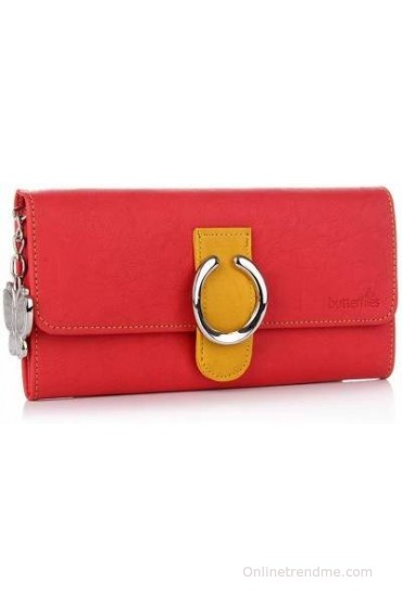 Butterflies Women Casual, Formal Red Artificial Leather Wallet(4 Card Slots)